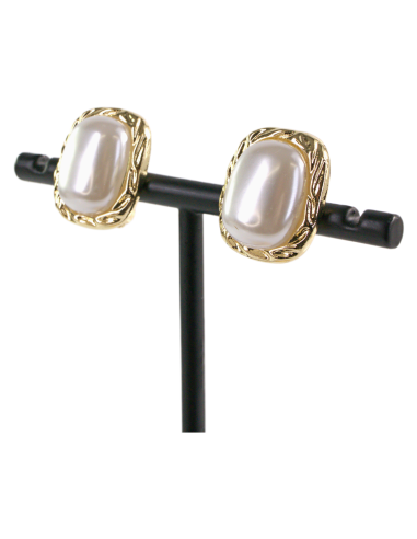 Klipsy do Uszu PERŁOWE PROSTOKĄTY W ZŁOTEJ...