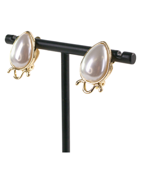 Klipsy do Uszu PERŁOWE ŁEZKI KROPLE  Lolita Akcesoria