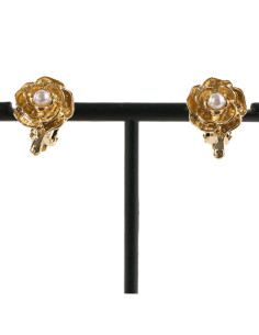 Klipsy do Uszu ZŁOTE  RÓŻE Z PEREŁKĄ  Lolita Akcesoria