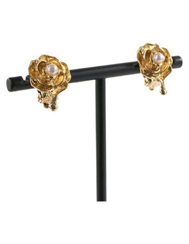 Klipsy do Uszu ZŁOTE  RÓŻE Z PEREŁKĄ  Lolita...