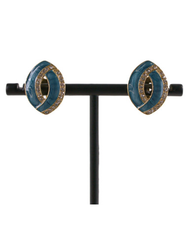 Klipsy do Uszu NIEBIESKIE ELIPSY Z CYRKONIAMI...