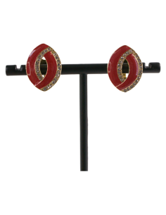 Klipsy do Uszu CZERWONE ELIPSY Z CYRKONIAMI Lolita Akcesoria