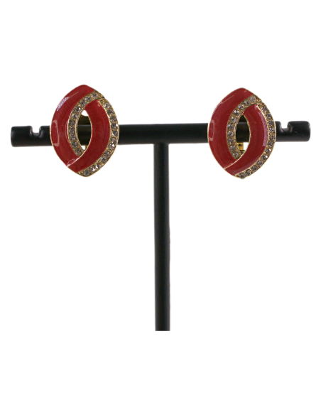 Klipsy do Uszu CZERWONE ELIPSY Z CYRKONIAMI Lolita Akcesoria