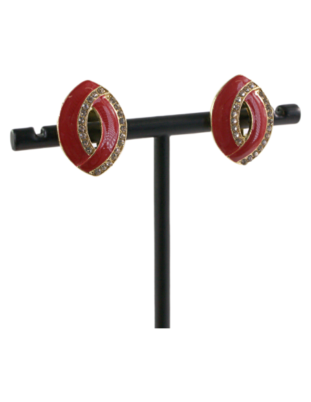 Klipsy do Uszu CZERWONE ELIPSY Z CYRKONIAMI Lolita Akcesoria
