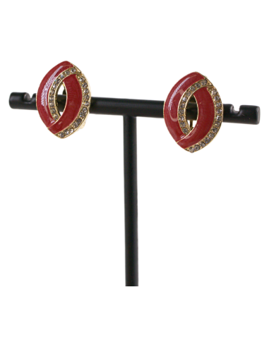 Klipsy do Uszu CZERWONE ELIPSY Z CYRKONIAMI...