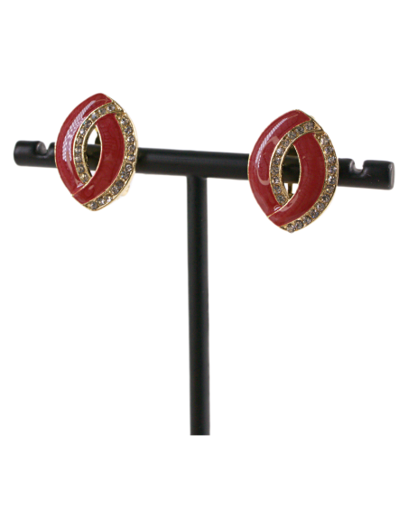 Klipsy do Uszu CZERWONE ELIPSY Z CYRKONIAMI Lolita Akcesoria