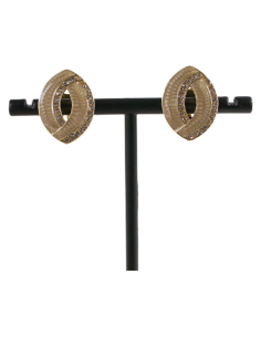 Klipsy do Uszu BEŻOWE ELIPSY Z CYRKONIAMI Lolita Akcesoria