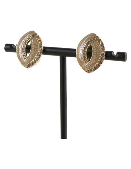 Klipsy do Uszu BEŻOWE ELIPSY Z CYRKONIAMI Lolita Akcesoria