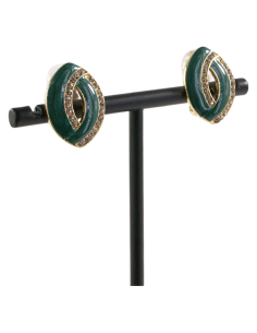 Klipsy do Uszu ZIELONE ELIPSY Z CYRKONIAMI Lolita Akcesoria 2