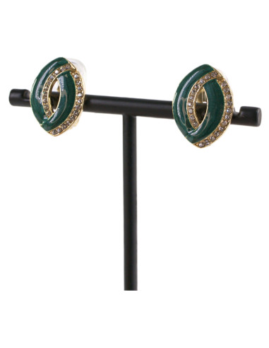 Klipsy do Uszu ZIELONE ELIPSY Z CYRKONIAMI...