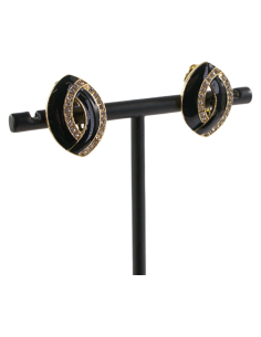 Klipsy do Uszu CZARNE ELIPSY Z CYRKONIAMI Lolita Akcesoria 2