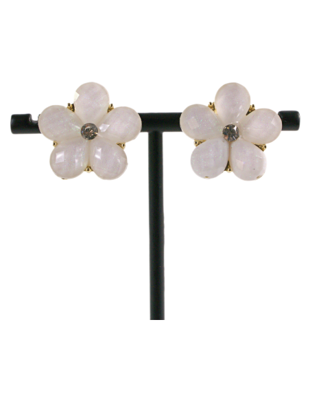 Klipsy do Uszu KREMOWE ECRU KWIATY KWIATKI Lolita Akcesoria