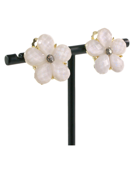 Klipsy do Uszu KREMOWE ECRU KWIATY KWIATKI Lolita Akcesoria