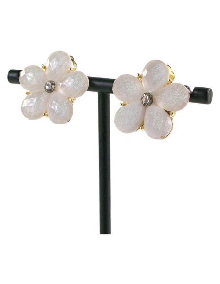 Klipsy do Uszu KREMOWE ECRU KWIATY KWIATKI Lolita Akcesoria