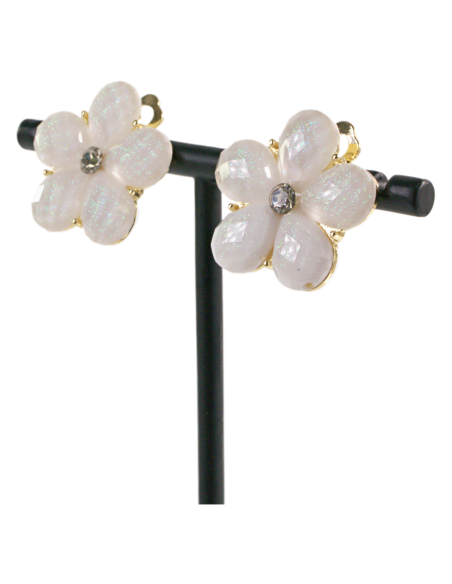 Klipsy do Uszu KREMOWE ECRU KWIATY KWIATKI Lolita Akcesoria