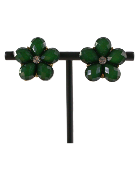 Klipsy do Uszu ZIELONE  KWIATY KWIATKI Lolita Akcesoria