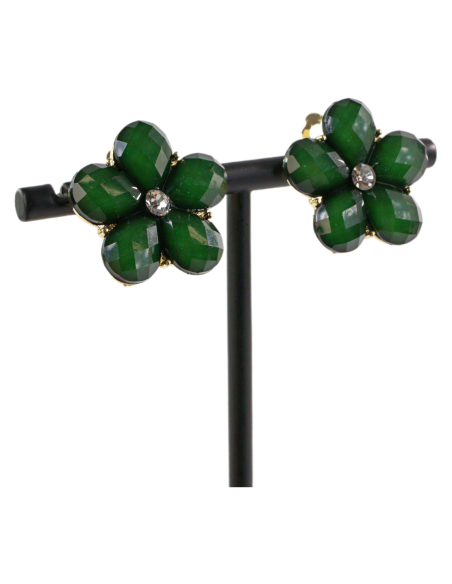 Klipsy do Uszu ZIELONE  KWIATY KWIATKI Lolita Akcesoria