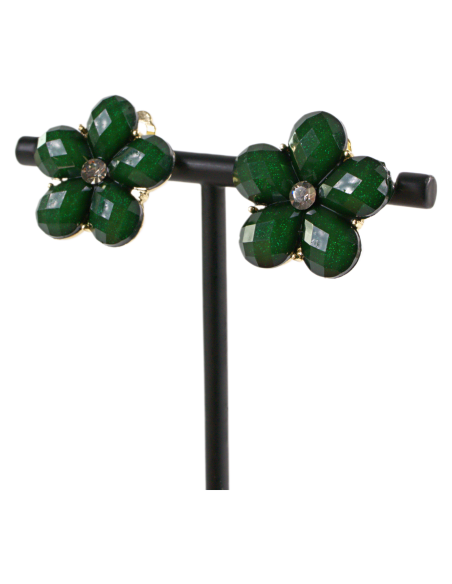 Klipsy do Uszu ZIELONE  KWIATY KWIATKI Lolita Akcesoria