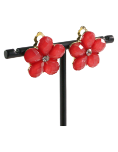 Klipsy do Uszu CZERWONE  KWIATY KWIATKI Lolita Akcesoria 2
