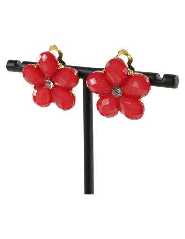 Klipsy do Uszu CZERWONE  KWIATY KWIATKI Lolita...