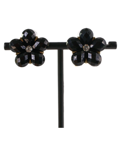 Klipsy do Uszu CZARNE   KWIATY KWIATKI Lolita Akcesoria