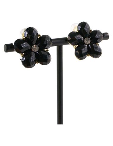 Klipsy do Uszu CZARNE   KWIATY KWIATKI Lolita...