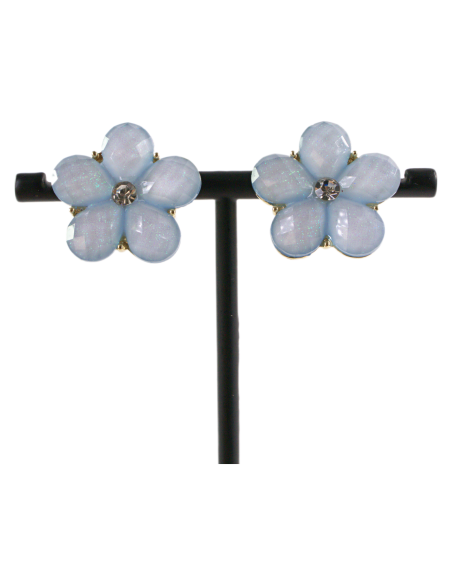 Klipsy do Uszu NIEBIESKIE  KWIATY KWIATKI Lolita Akcesoria