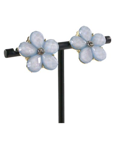 Klipsy do Uszu NIEBIESKIE  KWIATY KWIATKI...