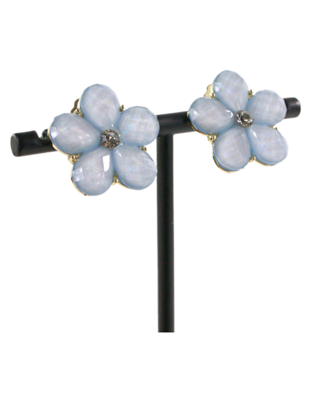 Klipsy do Uszu NIEBIESKIE  KWIATY KWIATKI Lolita Akcesoria