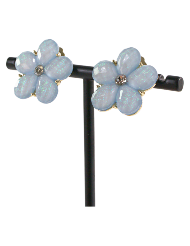 Klipsy do Uszu NIEBIESKIE  KWIATY KWIATKI...