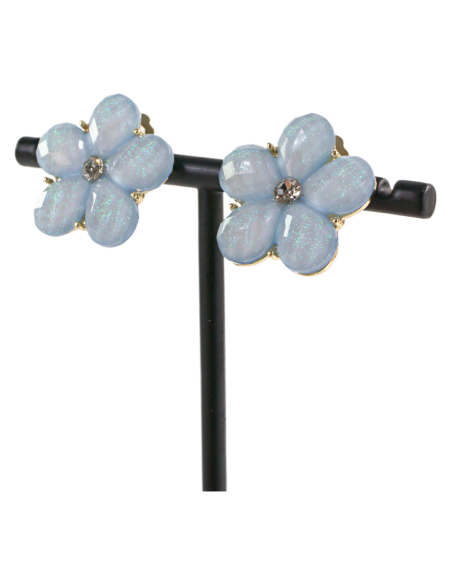 Klipsy do Uszu NIEBIESKIE  KWIATY KWIATKI Lolita Akcesoria