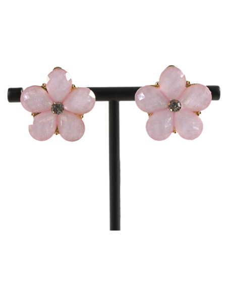 Klipsy do Uszu RÓŻOWE  KWIATY KWIATKI Lolita Akcesoria