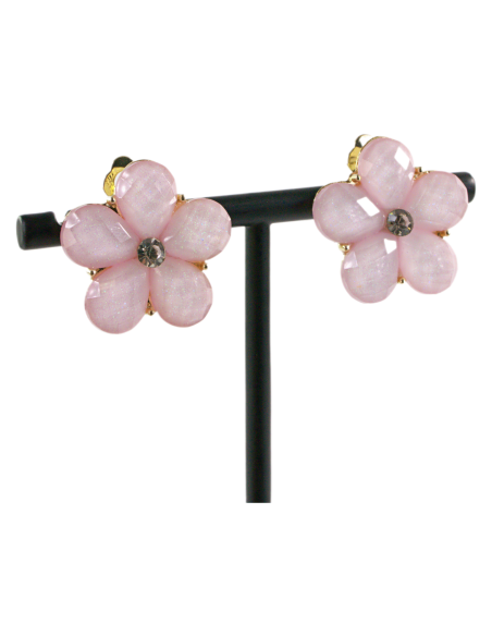 Klipsy do Uszu RÓŻOWE  KWIATY KWIATKI Lolita Akcesoria