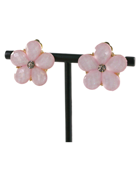 Klipsy do Uszu RÓŻOWE  KWIATY KWIATKI Lolita Akcesoria