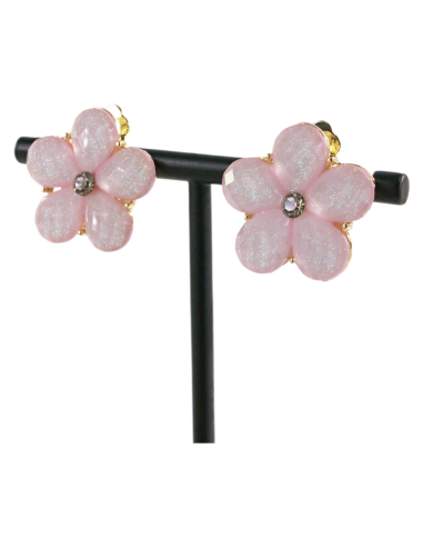 Klipsy do Uszu RÓŻOWE  KWIATY KWIATKI Lolita...