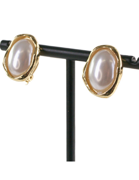 Klipsy do Uszu PERŁOWE ASYMETRYCZNE ELIPSY  Lolita Akcesoria