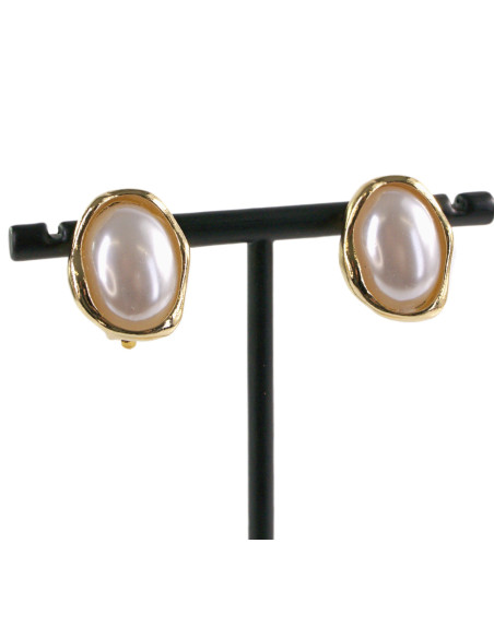 Klipsy do Uszu PERŁOWE ASYMETRYCZNE ELIPSY  Lolita Akcesoria