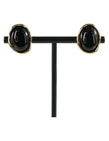 Klipsy do Uszu CZARNE ASYMETRYCZNE ELIPSY...