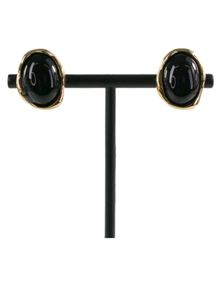 Klipsy do Uszu CZARNE ASYMETRYCZNE ELIPSY  Lolita Akcesoria