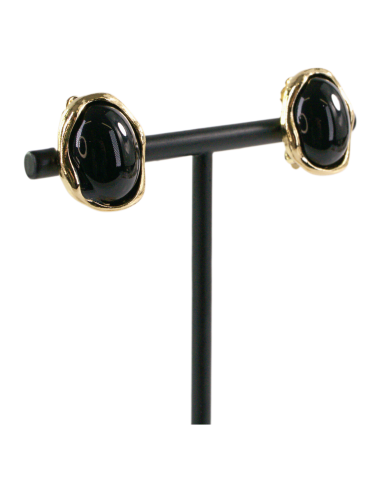 Klipsy do Uszu CZARNE ASYMETRYCZNE ELIPSY...