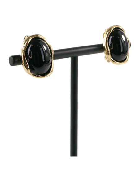 Klipsy do Uszu CZARNE ASYMETRYCZNE ELIPSY  Lolita Akcesoria