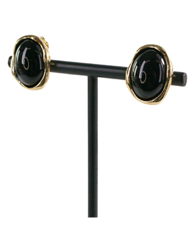 Klipsy do Uszu CZARNE ASYMETRYCZNE ELIPSY...