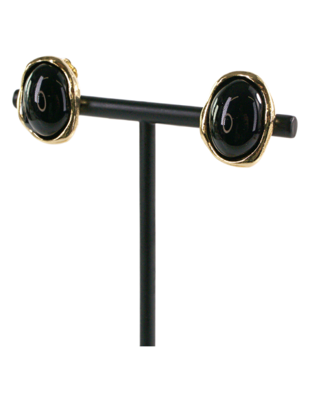 Klipsy do Uszu CZARNE ASYMETRYCZNE ELIPSY  Lolita Akcesoria