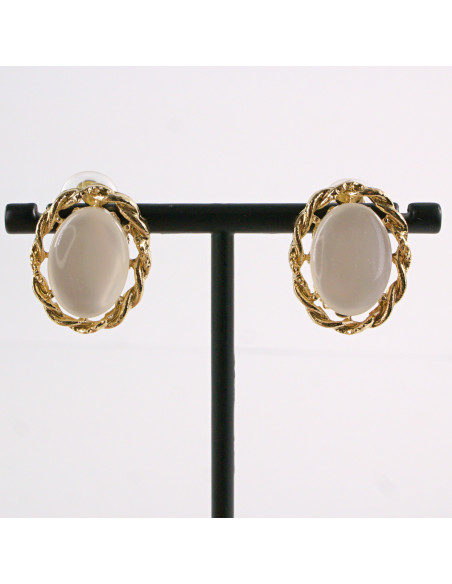 Klipsy do Uszu  ELIPSY "KOCIE OKO" ECRU  Lolita Akcesoria