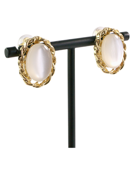 Klipsy do Uszu  ELIPSY "KOCIE OKO" ECRU  Lolita Akcesoria