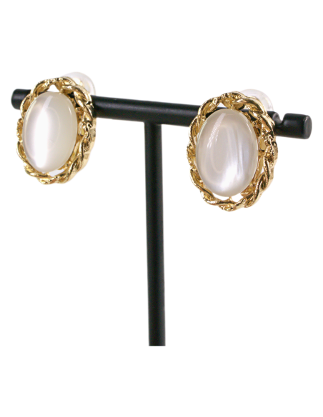 Klipsy do Uszu  ELIPSY "KOCIE OKO" ECRU  Lolita Akcesoria