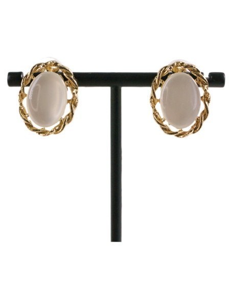 Klipsy do Uszu  ELIPSY "KOCIE OKO" ECRU  Lolita Akcesoria