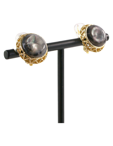 Klipsy do Uszu  GUZIKI  "KOCIE OKO" W ZŁOTEJ...