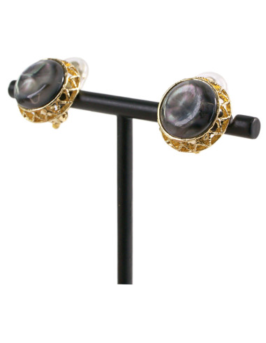 Klipsy do Uszu  GUZIKI  "KOCIE OKO" W ZŁOTEJ...