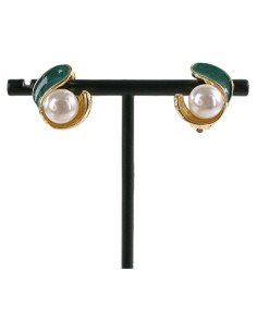 Klipsy do Uszu  ZIELONY ZAWIJAS Z PERŁĄ Lolita Akcesoria